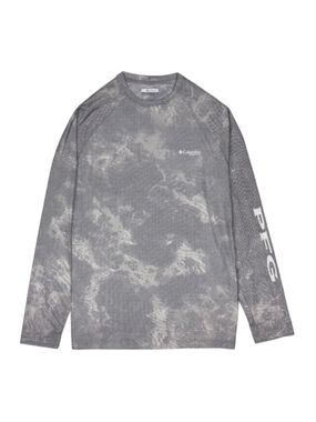 Columbia PFG Terminal Tackle Long Sleeve Shirt Gray Topographic Print Mens Small